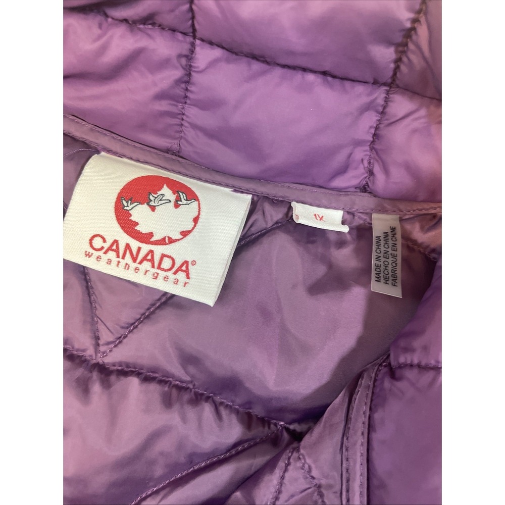 Canada Weather Gear Women's 1X Puffer Quilted Vest Purple Soft Full Zip - Picture 2 of 6
